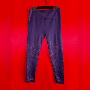 #349-Fabletics Vibrant Purple/Pink Design Full Length Leggings Size Large